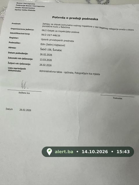Šabići, prijava